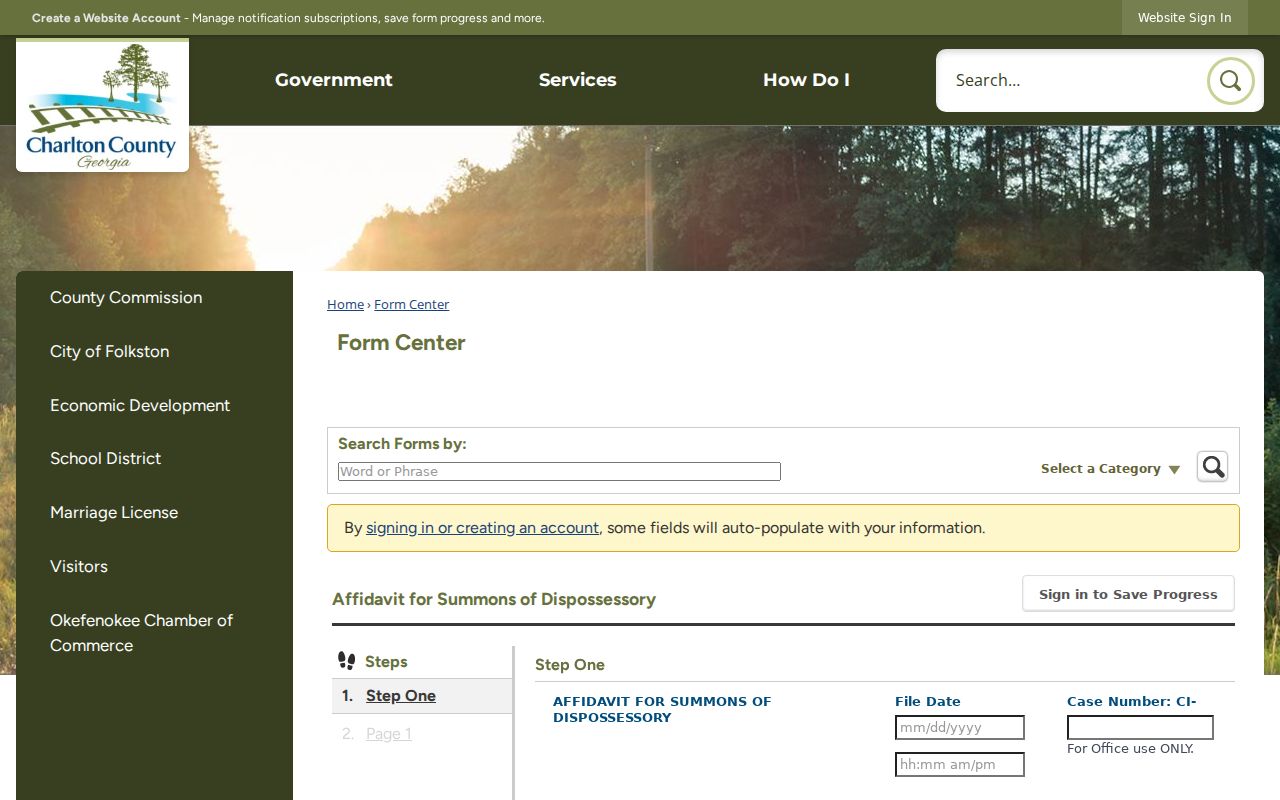 Charlton County civil court docket dispossessory form
