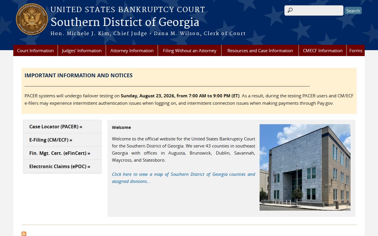 Charlton County bankruptcy court docket Waycross branch access